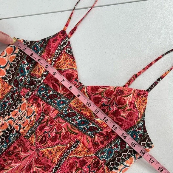 Old Navy Women's Waist-Defined Cami Midi Beach Sun Dress Pink Paisley Medium - Picture 5 of 12